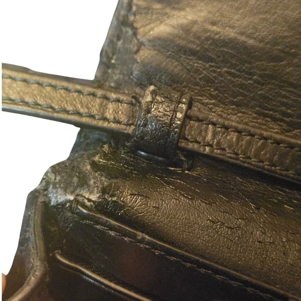 Coach Embossed Croc Leather Wallet Crossbody – Black Convertible Clutch - Picture 8 of 8